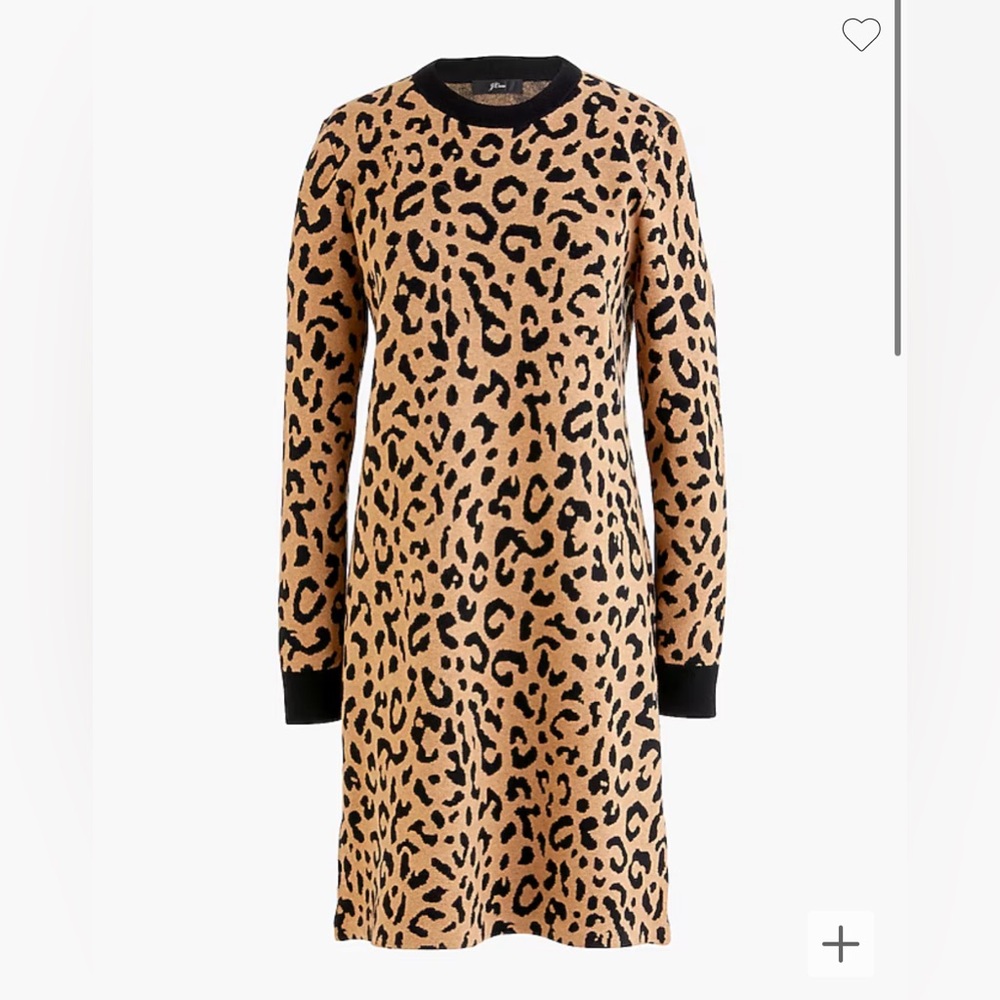 Long-sleeve mini sweater-dress in leopard - Picture 1 of 7